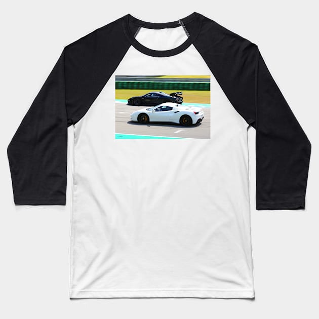 McLaren Senna vs Ferrari 488 Baseball T-Shirt by Kraaibeek